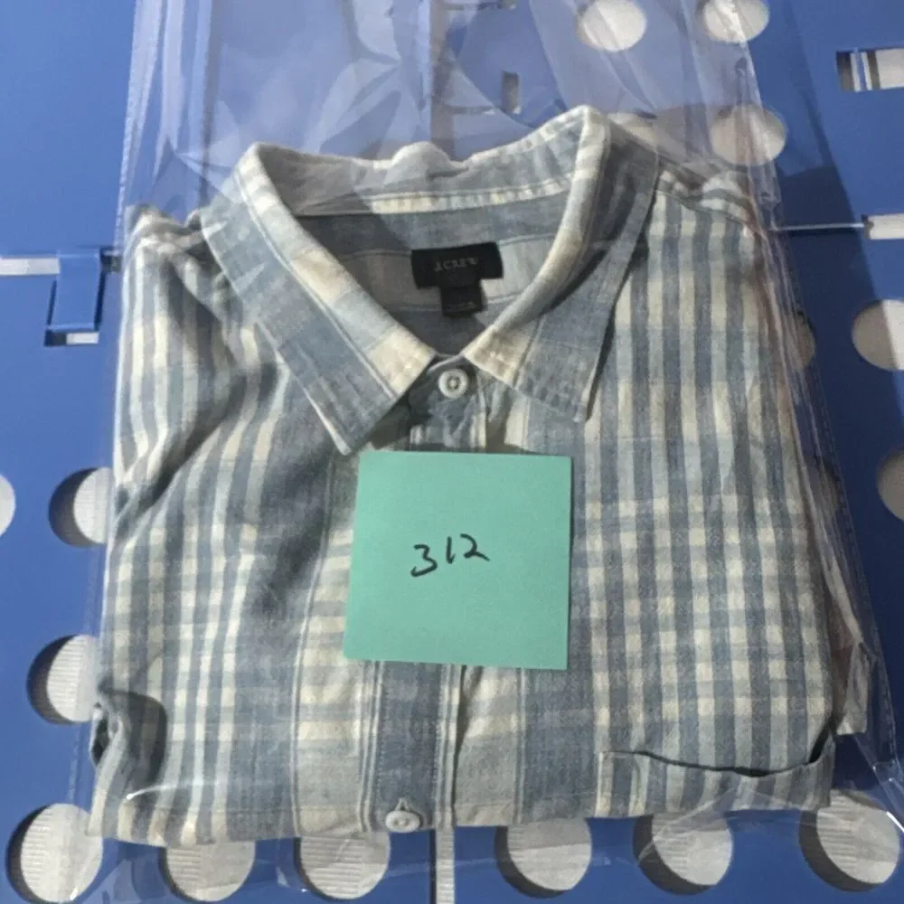 J Crew Shirt Mens XL Blue Plaid Button Up Oxford‎ Casual Preppy Flex
